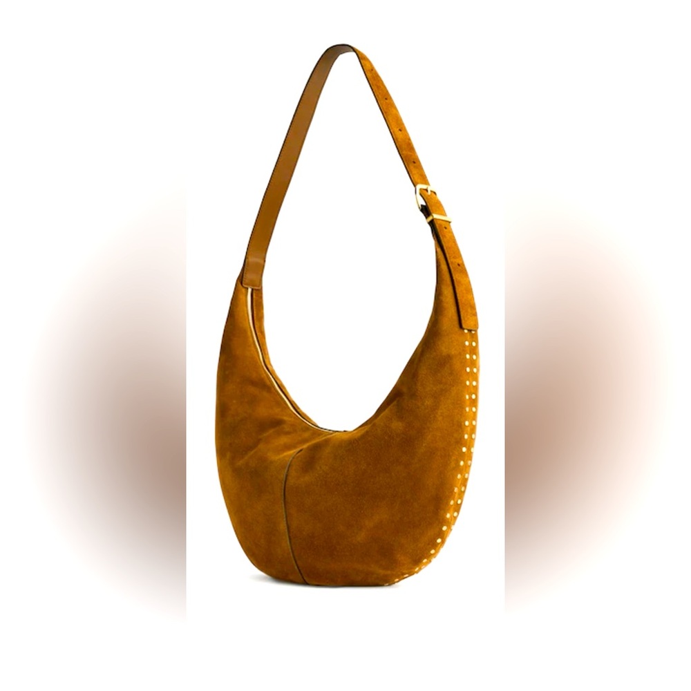 NWT Madewell The essential curve shoulder bag brown suede with stud detail.